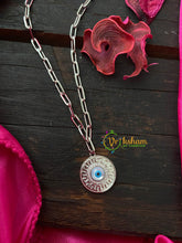 Silver Designer Daily Wear AD Stone Pendant Chain- Eye Pendant- G4118